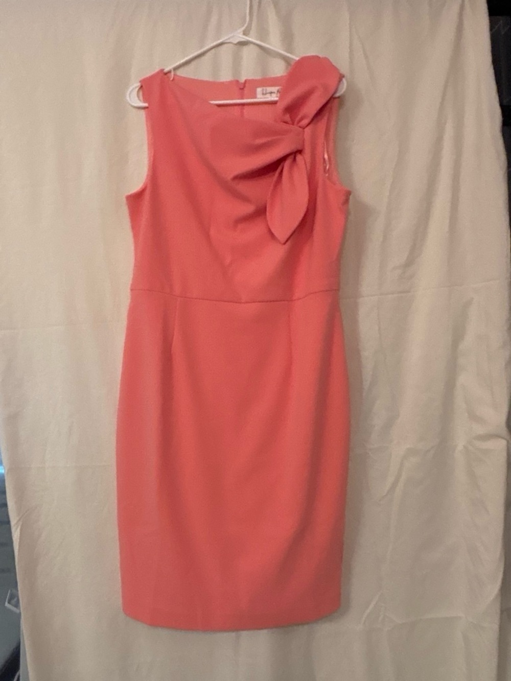 Talbots Coral Sleeveless Sheath Dress with Neck Bow, new no tags, never worn